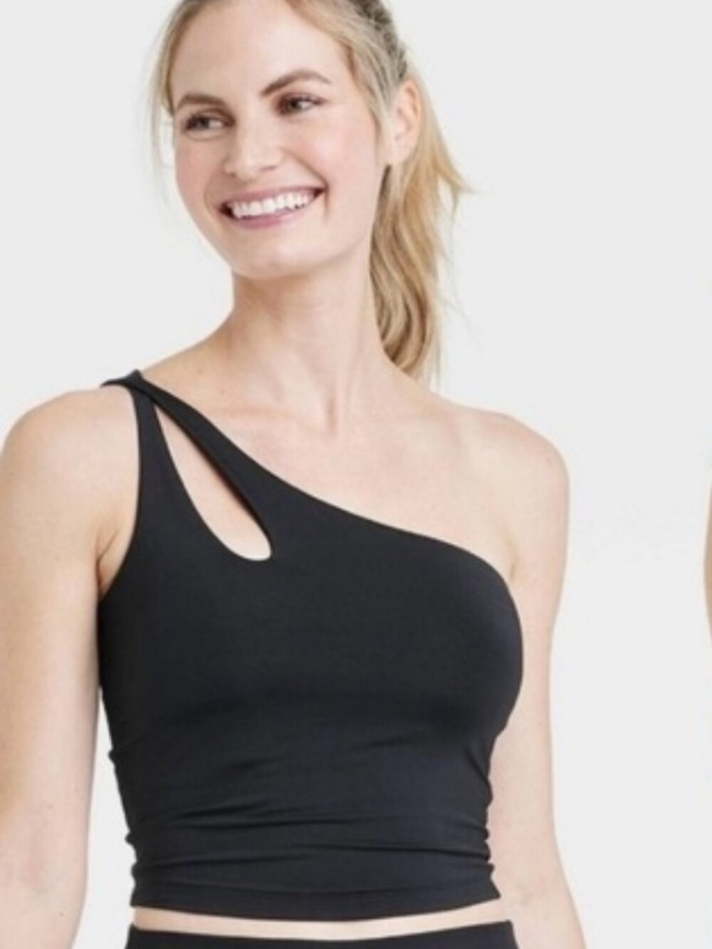 Women's Asymmetric Crop Bra - All In Motion - Black - XS